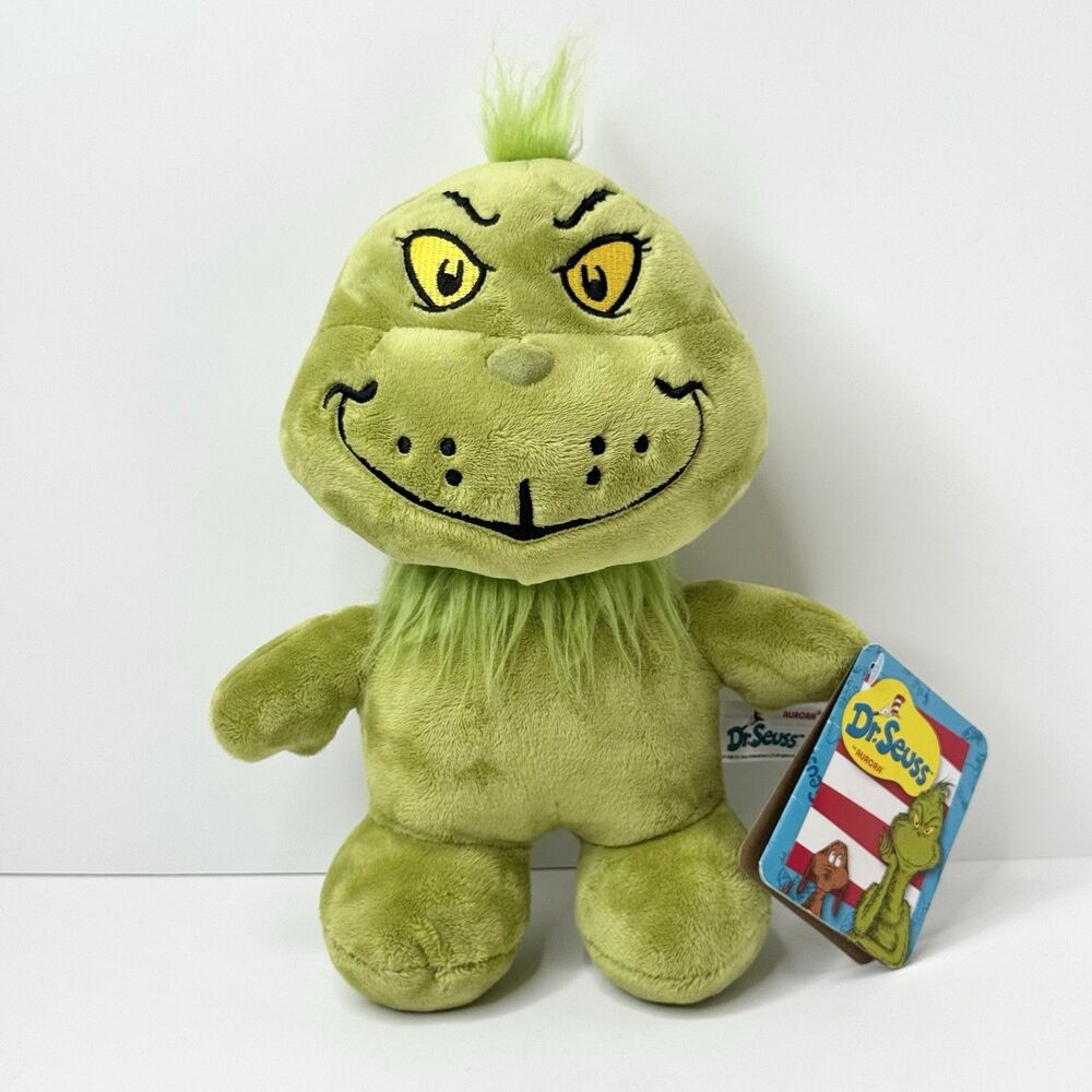 Aurora Dr. Seuss Grinch Dood Plushie 9" Green Beanbag Plush Stuffed Animal Toy